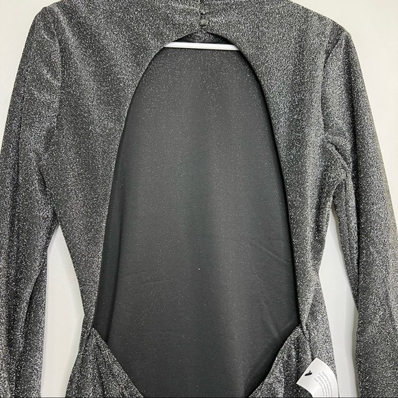 Top Shop Womens Long Sleeve shimmer‎ open back dress Size 8 - Picture 5 of 9